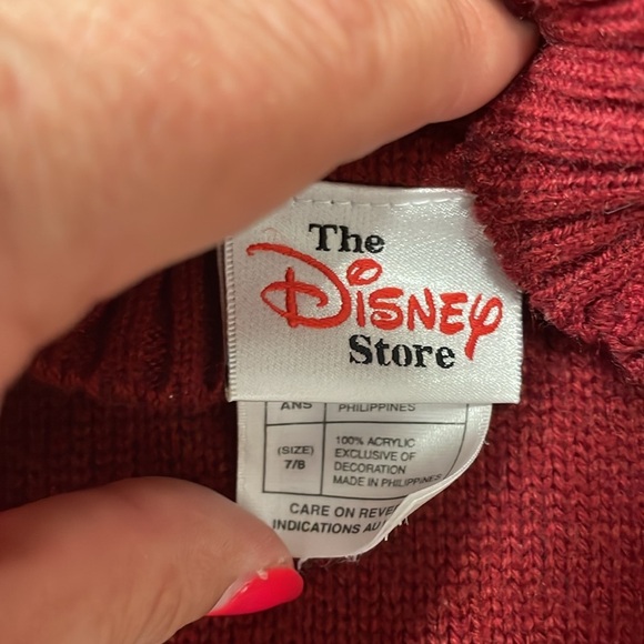 The Disney Store Vintage Red Mockneck Turtleneck Sweater Pooh Christmas Medium - Picture 3 of 5